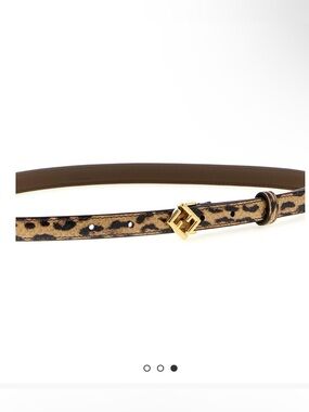 Fendi Leopard Print Skinny Leather Belt in Brown S 75cm